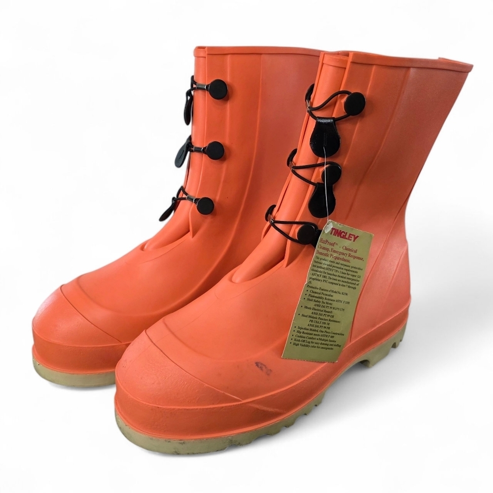 Tingley HazProof Chemical Resistant Safety Boots Orange Men's Size 10 Steel Toe